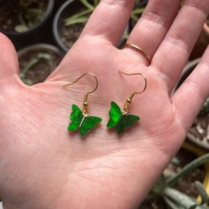 HANDMADE green butterfly earrings